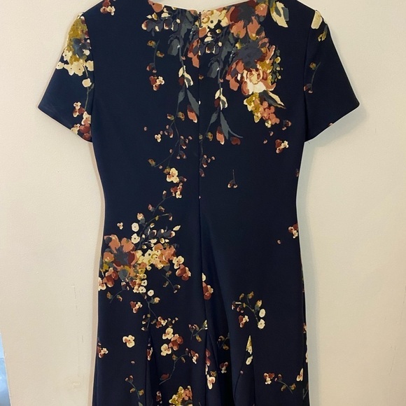 Lauren Ralph Lauren Navy Floral Short Sleeve Fit and Flare Dress - Picture 4 of 8